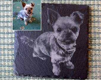 Engraved Slate Coasters, Turn your favourite pet photo into a lasting keepsake