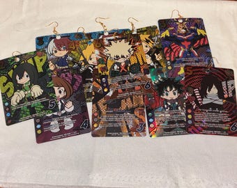 Anime Trading card earrings hero academy