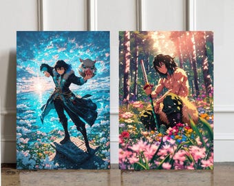 Conjunto de 2 pósteres de manga de Inosuke, Demon Slayer, impresión artística para pared