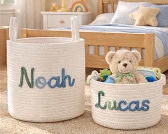 Canasta personalizada con nombre de bebé, canasta de bebé personalizada, canasta de juguetes hecha a mano, regalo para baby shower, canasta de regalo para bebé, regalo para recién nacido, canasta de Pascua