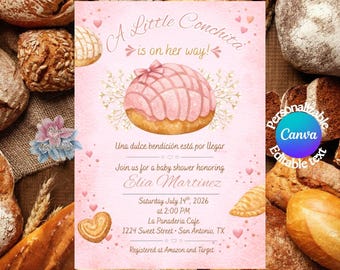 Invito per baby shower Pan Dulce / La piccola Conchita è in arrivo / Invito per baby shower Sweet Mexican Bakery / Invito digitale modificabile