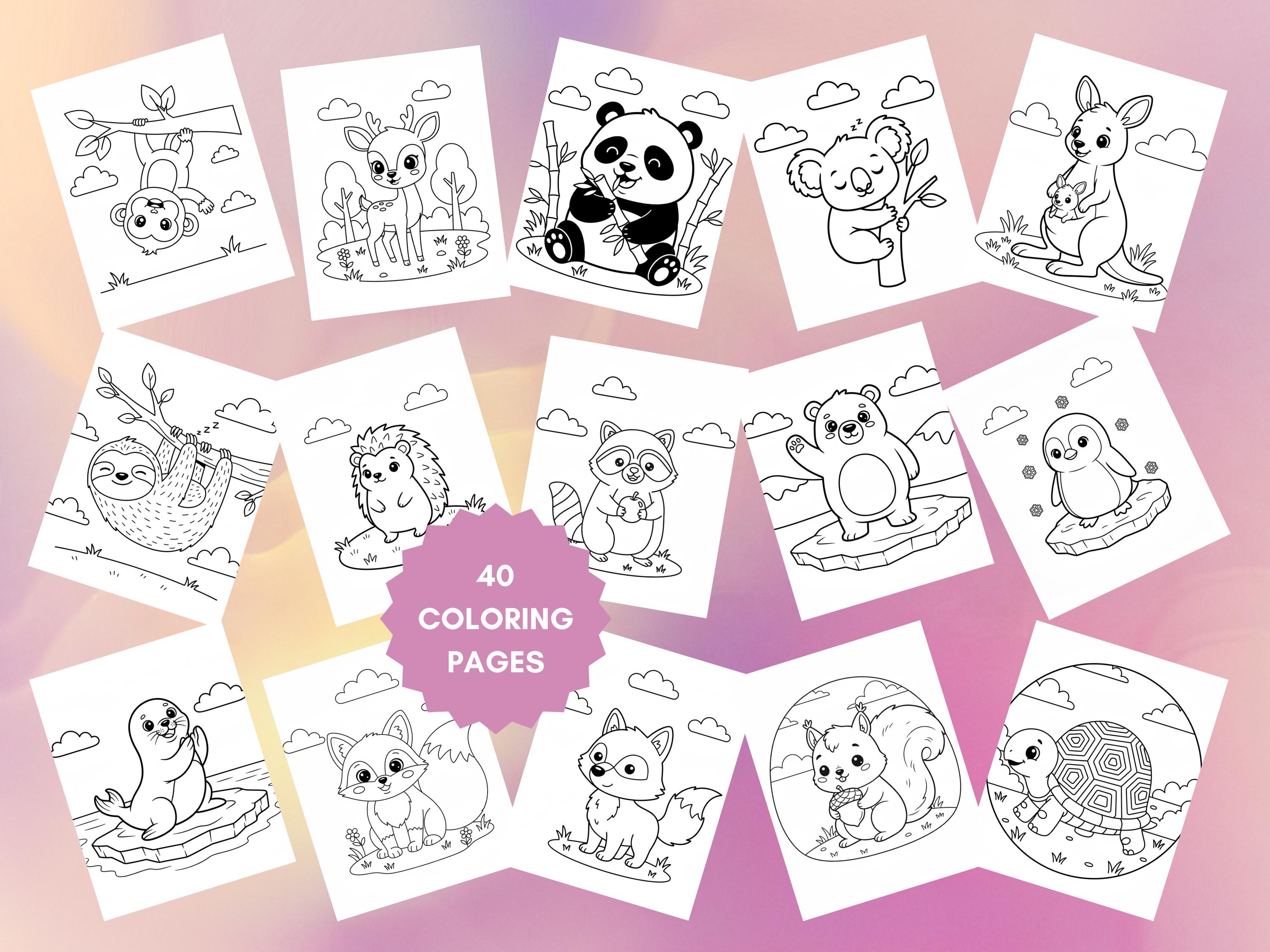 Cute Animal Coloring Pages for Toddlers – Easy Preschool Activity Book ...