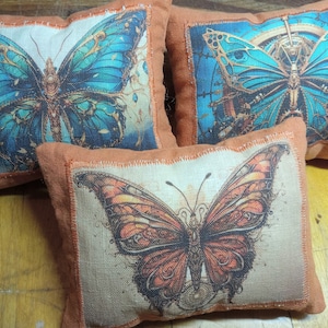 Steampunk Rustikal Schmetterling Mini Kissen Trio