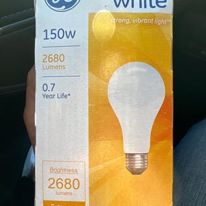 GE Soft White Incandescent Bulb, 150W A21, 2680 Lumens Reading Light