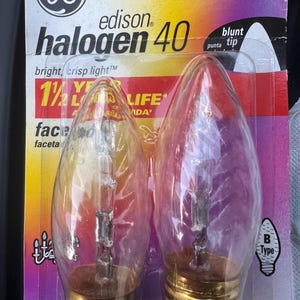 GE Halogen 40 watt clear faceted chandelier post light blunt tip dimmable medium base