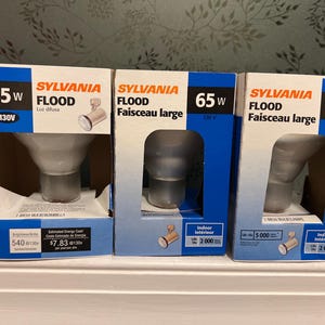 3 Sylvania BR30 65 watt Incandescent Indoor Floods (130V, 540 Lumens) soft white