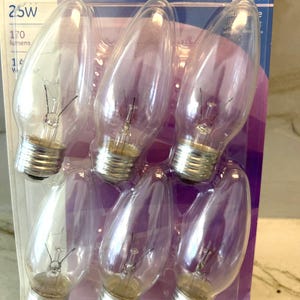 GE Crystal Clear kroonluchterlampen, 25W dimbaar, E26 fitting (set van 6)