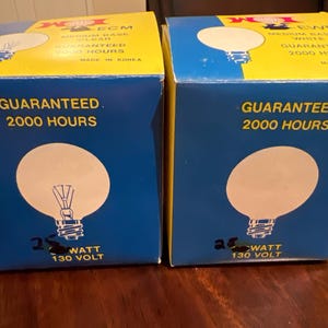 2 heldere G25-gloeilampen, 25 watt dimbare make-uplampen