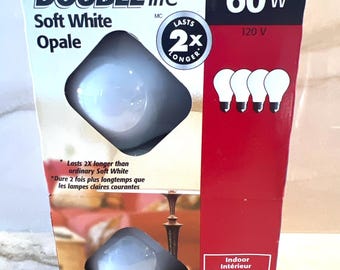 4 Sylvania Double Life 60 watts glödlampor i mjukt vitt A19-format, NOS