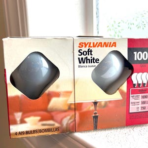 Sylvania 100 Watt Slimline gloeilampen met zacht wit licht, A19 fitting - dimbaar, 4 stuks, E26 fitting