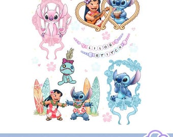 Retro Coquette Bows Lilo And Stitch PNG, Ohana Family Means Png, Stitch Disneyland Png, Magic Kingdom Png, Disneyland Trip, Digital Download