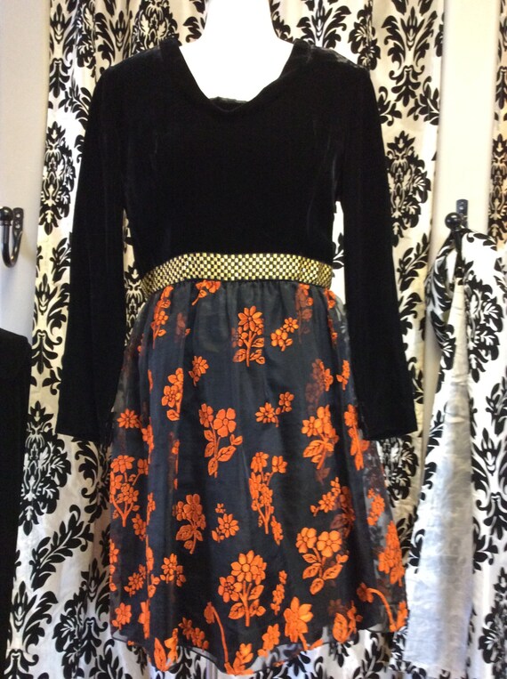 1950's black and orange skater dress