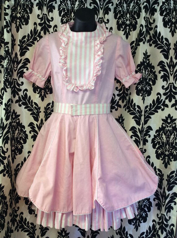 50's Bubblegum Pink Candy Striped Dress