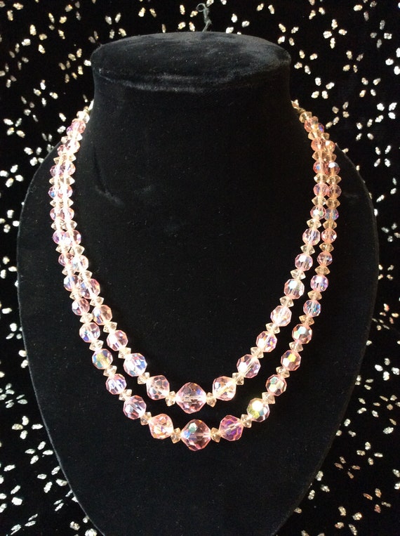 40's Pink Aurora Borealis Necklace
