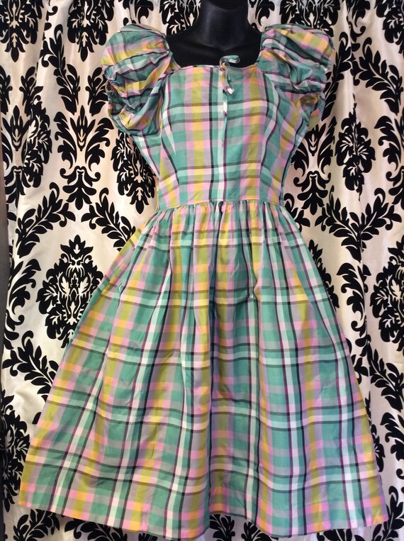 50's Multicolored Playful Plaid Dress