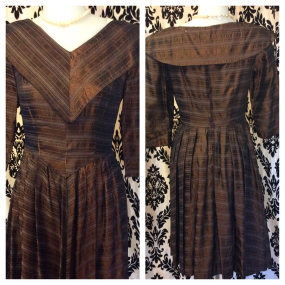 BROWN METALLIC CHEVRON 1950s Beauty