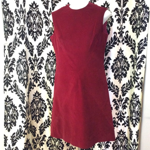 60's Burgundy Velvet Shift Dress