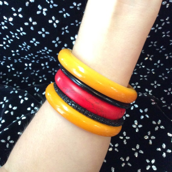 2 Marigold Bakelite Bracelet