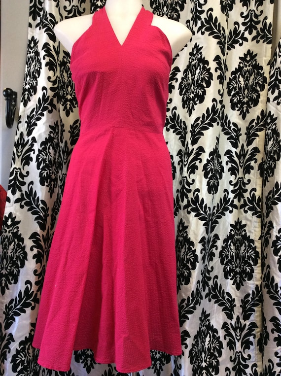 Adorable 1950's Fuschia Rockabilly Halter Dress