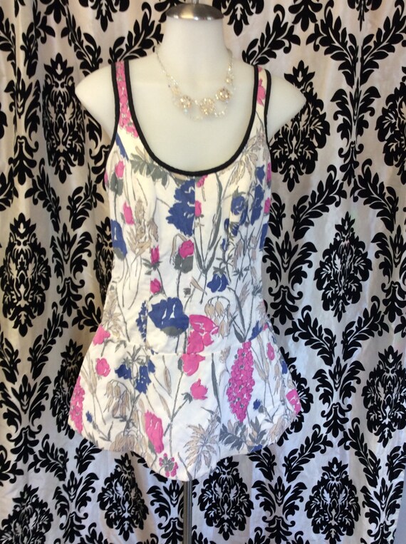 CATALINA 1960s XL Playsuit/Swimsuit cream with flo