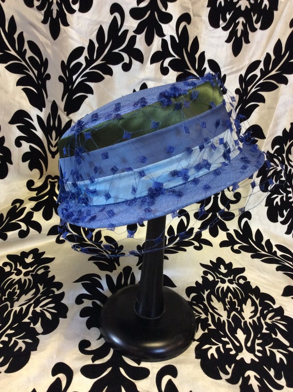 Stunning 60's Blue Pillbox Hat