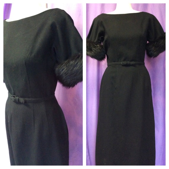 BODACIOUS 1950s/60s BEAR SKIN cuff wiggle dress
