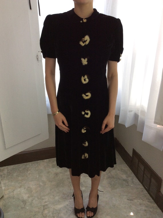 1930's Velvet Mink Tail Dress