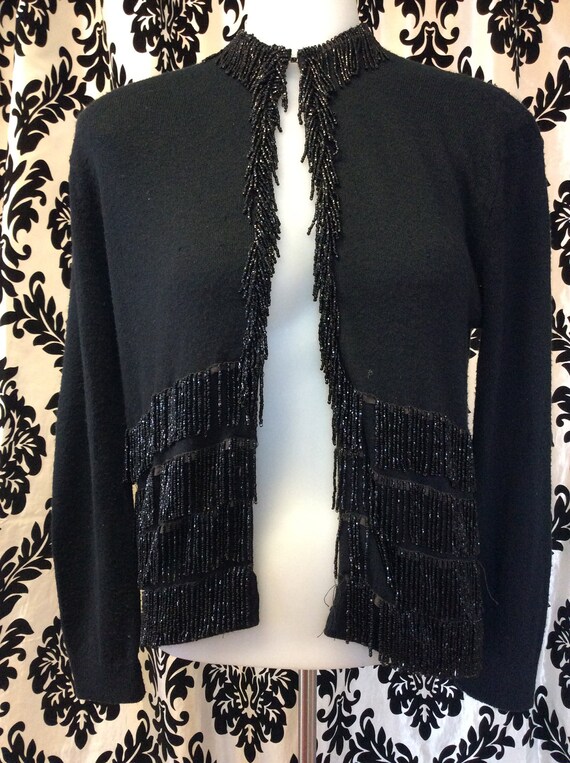 Beautifully Beaded Black 50's Cardigan