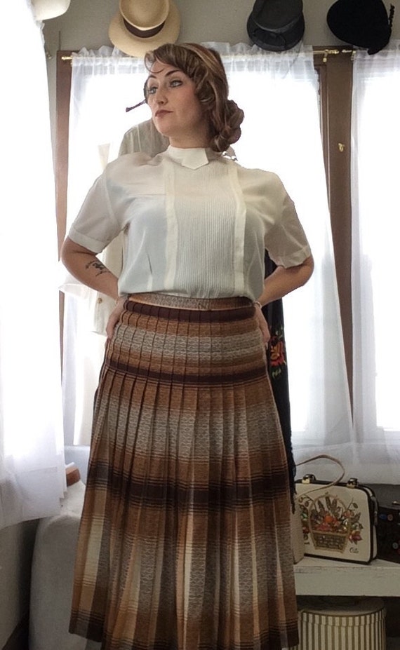 1940's Pleated Plaid Skirt