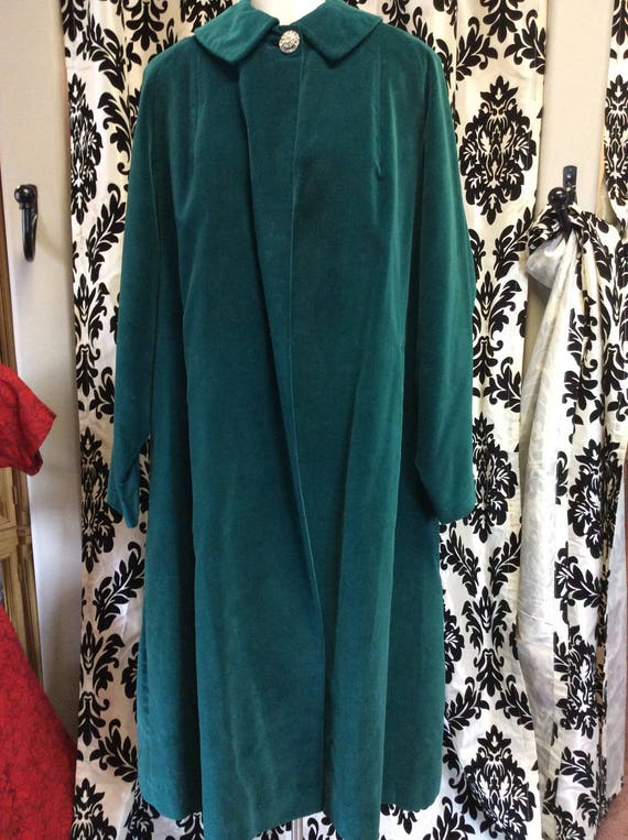 1960's Hunter Green Velvet Swing Coat