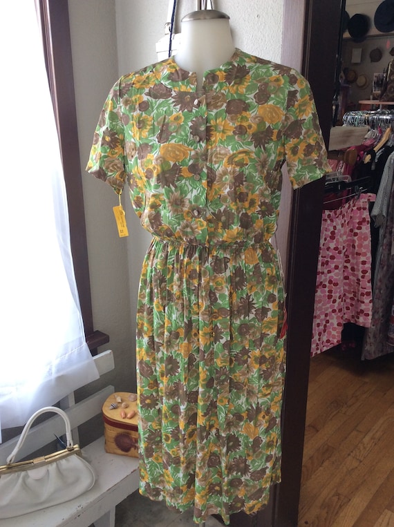 50's DEADSTOCK Floral Shirtwaist Dress