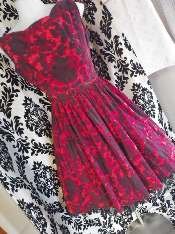 1950s Abstract Print Cotton Dress