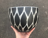 White on Black Snake Skin Ceramic Planter (Rounded Bowl) Succulent Planter, Cactus Planter, Herb Pot, Flower Pot