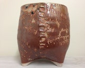Shino Tire Tracks Ceramic Planter (Medium Tall), Succulent Planter, Cactus Planter, Herb Pot, Flower Pot