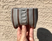 White on Red Clay Wide Lines Ceramic Planter (Extra Small), Succulent Planter, Cactus Planter, Herb Pot, Flower Pot