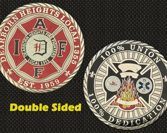 Dearborn Heights Firefighters IAFF Local 1355 Challenge Coin - 4L