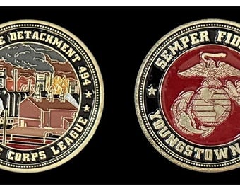 Marine Corps League Tri State Det 494 Youngstown Ohio Challenge Coin - 4B