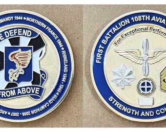 1st Battalion 108th Aviation Regiment "We Defend From Above" Challenge Coin - 4B