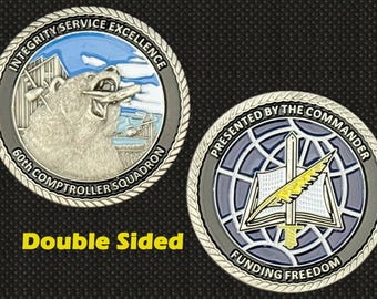60th Comptroller Squadron "Funding Freedom" Challenge Coin - 4L