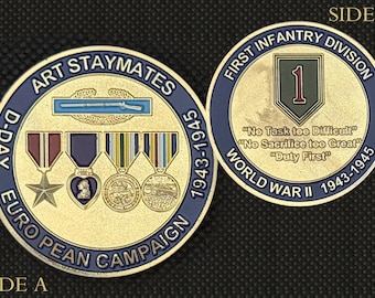 First Infantry Division WWII D-Day Art Staymates Challenge Coin - 4E
