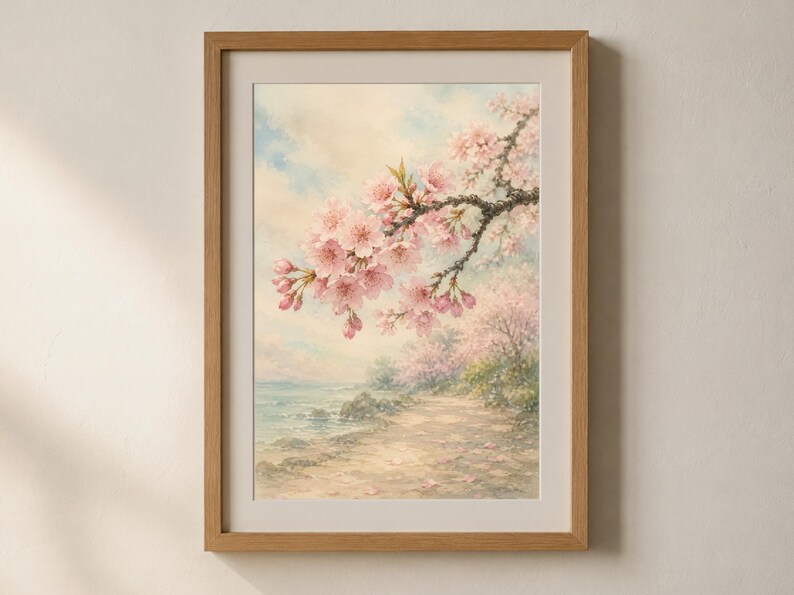 Set of 4 Japanese Cherry Blossom Prints — printable wall art