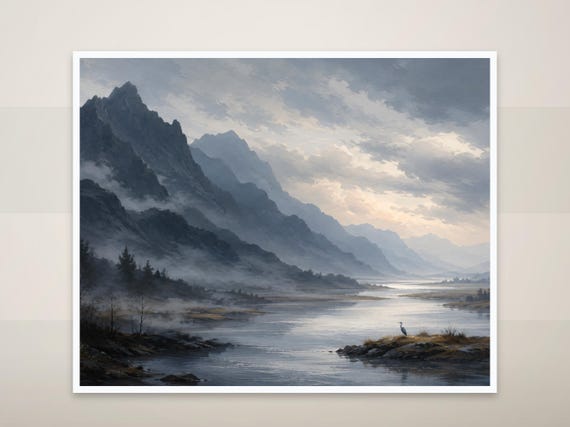 Set of 4 Painterly Mountain Landscape Prints