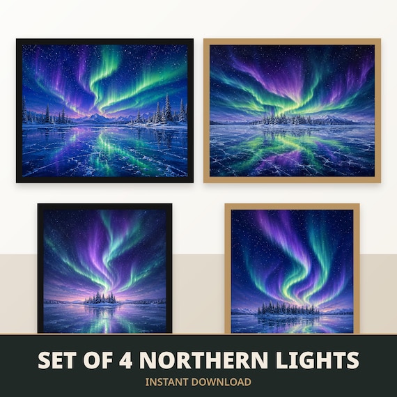 Set of 4 Aurora Borealis Prints