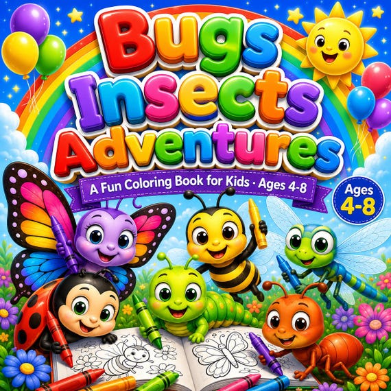 Bugs Insects Adventures Coloring Book for Kids Ages 4-8 ( Download)