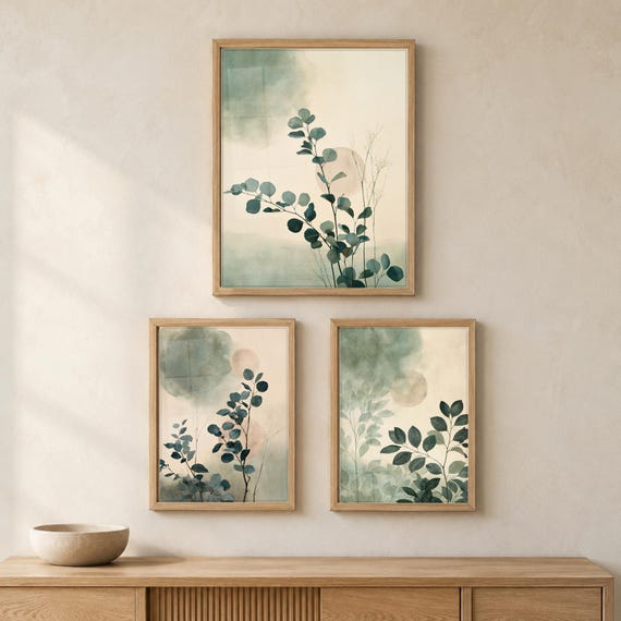 Set of 3 Eucalyptus Branch Prints