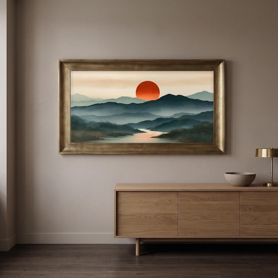 Misty Mountains and River Print