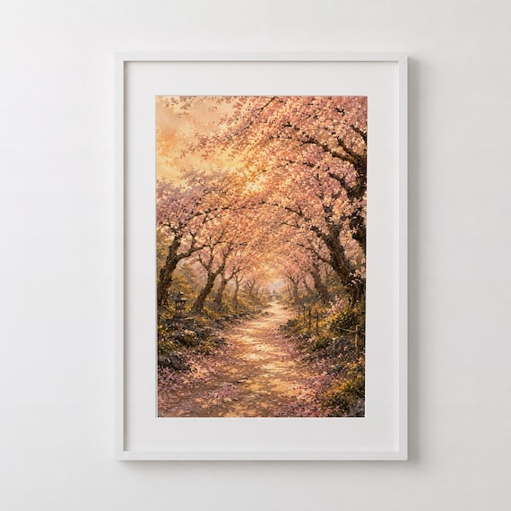 Pink Cherry Blossom Path Prints