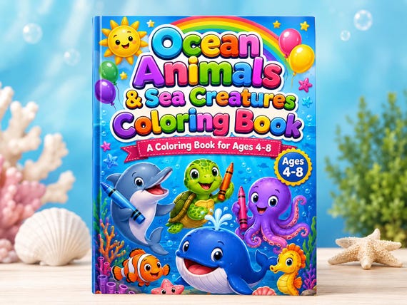 Ocean Animals Sea Creatures Coloring Book for Kids Ages 4-8 ()