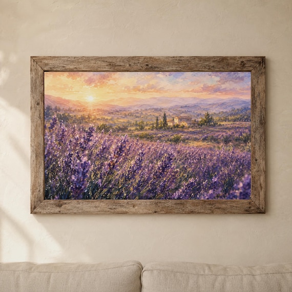 Set of 4 Lavender Field Sunset Prints