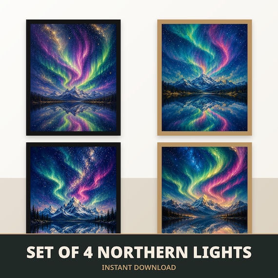 Set of 4 Aurora Borealis Prints